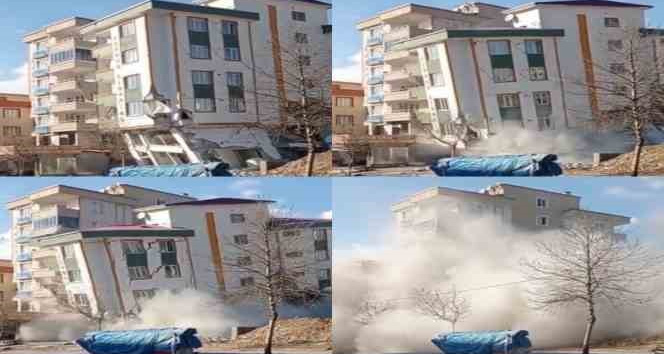 Kahramanmaraş'ta deprem anında yaşanan panikle bir binanın yıkılması anbean kamerada