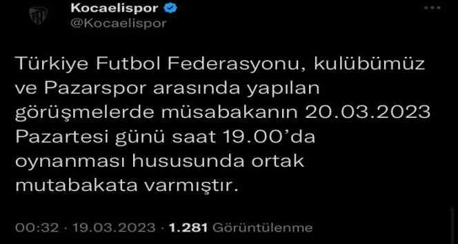 Hava muhalefeti seyahati engelledi, Kocaelispor-Pazarspor maçı ertelendi