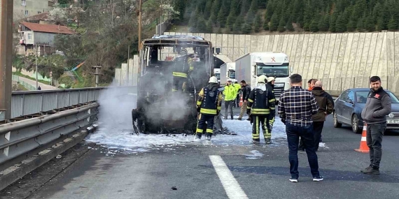 TEM ’de minibüs alev topuna döndü