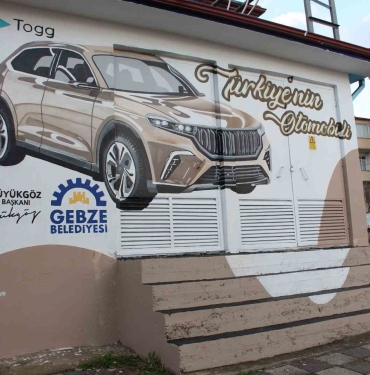 Trafo binası TOGG ve Kızılelma ile süslendi