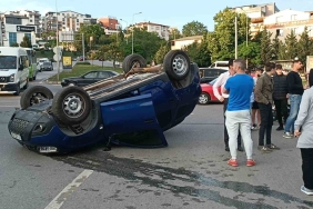 Takla atan otomobilden hafif sıyrıklarla çıktı
