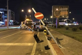 Aracıyla sinyalizasyon direğini devirip koşarak bölgeden uzaklaştı