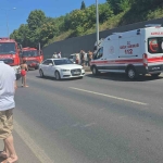 Çalışır vaziyetteki otomobil 6 metreden D-130 Karayolu’na uçtu: 1 yaralı