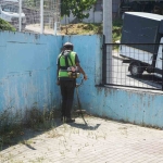 Okul bahçelerinde yabani ot temizliği