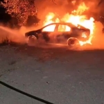 Park halindeki otomobil alev topuna döndü