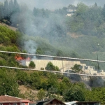 Tünelin üstündeki ağaçlık alanda yangın çıktı