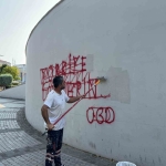 Görüntü kirliliği oluşturan yazılar boyanıyor