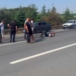 Motosikletten savrulan 2 kişi yaralandı