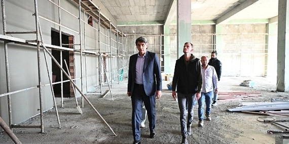 Başkan Mustafa Kocaman,  İtfaiye Müfreze binası çalışmalarını yerinde inceledi.