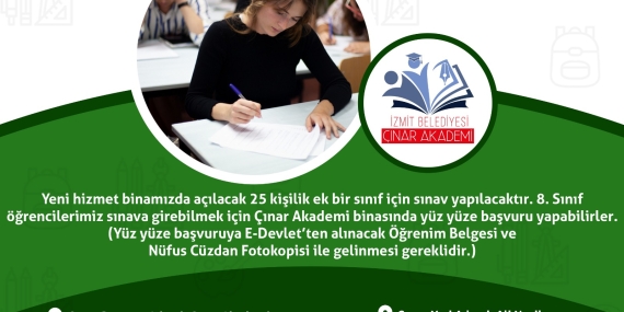 Ali & Nazile Yıldız Çınar Akademi’de LGS’ye girecek olan 8. Sınıf Öğrencileri için sınav