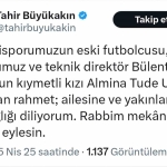KOCAELİSPOR KULÜBÜ VE TAHİR BÜYÜKAKIN’DAN BÜLENT UYGUN’A BAŞSAĞLIĞI MESAJI
